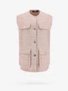Versace Oversize Tweed Vest In Pink