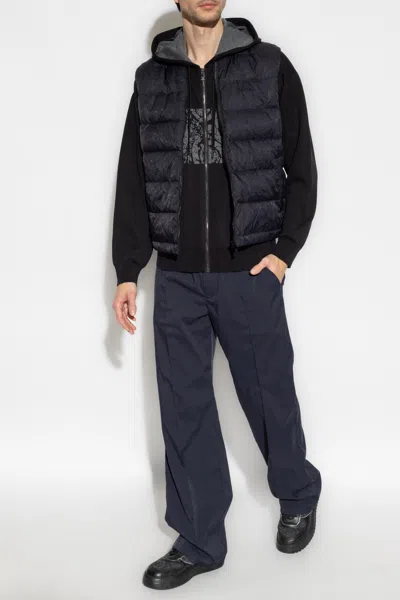 Versace Vest With Barocco Pattern In Navy Blue