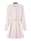 Versace Barocco Chain Pattern Mini Shirt Dress In Blanco