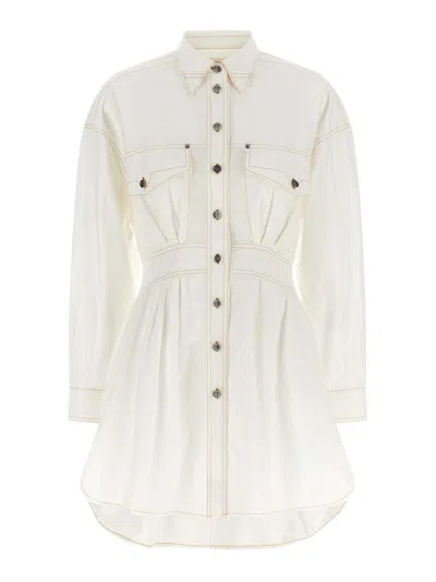 Versace Cotton Poplin Shirt Dress In Neutral