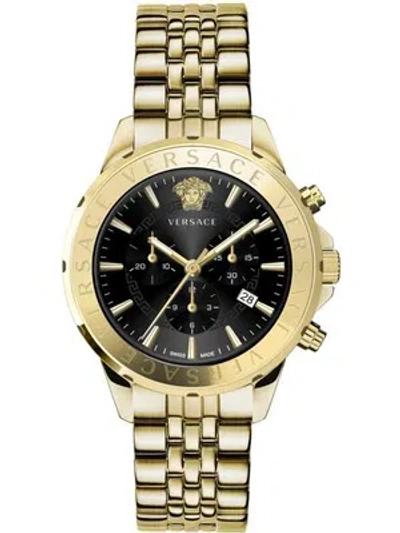 Pre-owned Versace Vev602123 Signature Chronograph 44mm 5atm