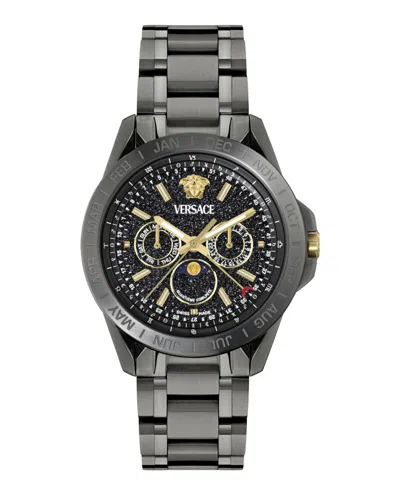 Versace V-galaxy Moonphase Bracelet Watch In Black