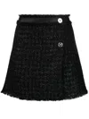 Versace Tweed Mini Skirt With High-waisted Fringe Detail In Black