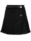 Versace Tweed Mini Skirt With High-waisted Fringe Detail In Black