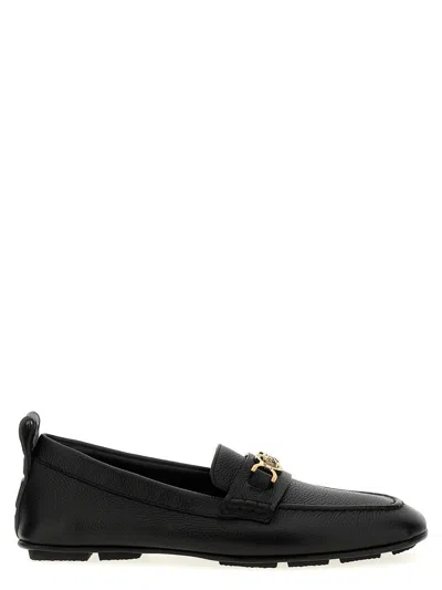 Versace Villa Leather Loafers In Black