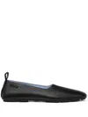 Versace Logo-embossed Leather Slippers In Black