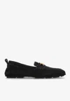 Versace Villa Loafers In Calfskin Leather In Black