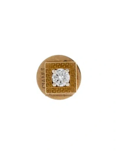 Pre-owned Versace Vintage 18k Diamond Greek Key Stud Earring In Multi