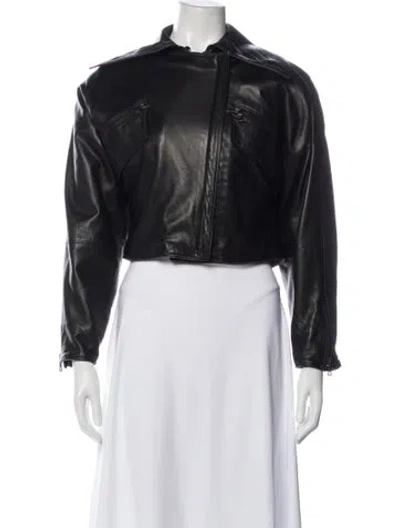 Pre-owned Versace Vintage 1980's Biker Jacket In Black