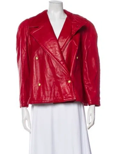 Pre-owned Versace Vintage 1980's Biker Jacket In Red