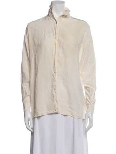 Pre-owned Versace Vintage 1980's Button-up Top In Neutrals