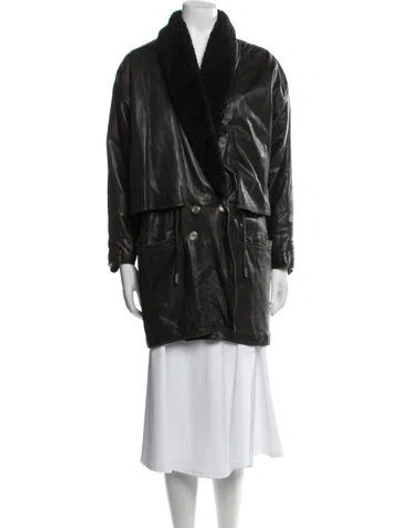 Pre-owned Versace Vintage 1980's Faux Fur Coat In Black