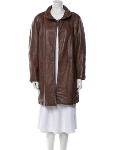 Pre-owned Versace Vintage 1980's Faux Fur Coat In Brown