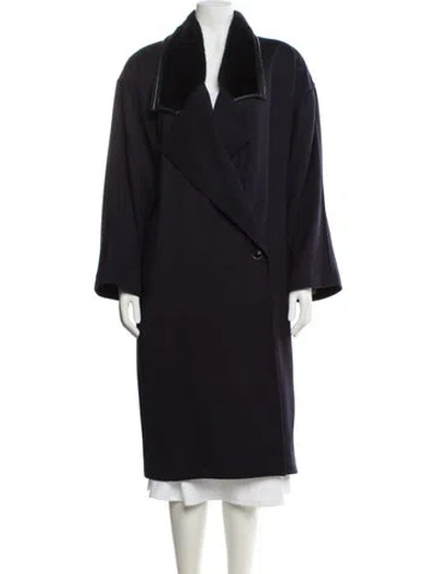 Pre-owned Versace Vintage 1980's Fur Coat In Blue