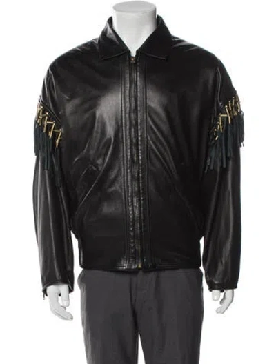 Pre-owned Versace Vintage 1980's Moto Jacket In Black
