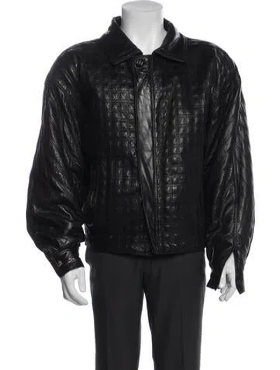 Pre-owned Versace Vintage 1980's Moto Jacket In Black