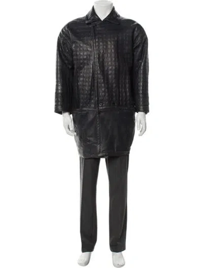 Pre-owned Versace Vintage 1980's Overcoat In Blue