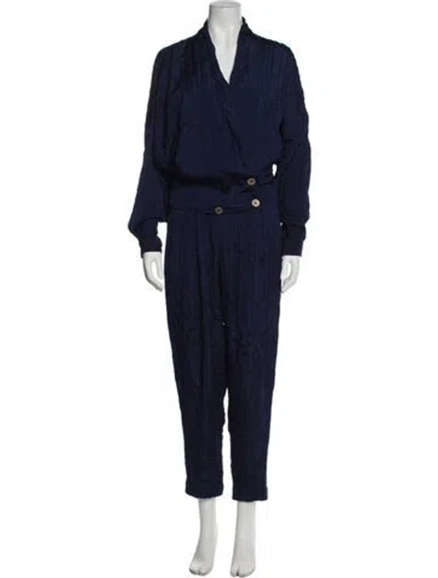 Pre-owned Versace Vintage 1980's Pantsuit In Blue