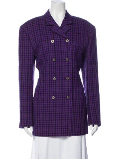 Pre-owned Versace Vintage 1988 Blazer In Black/purple