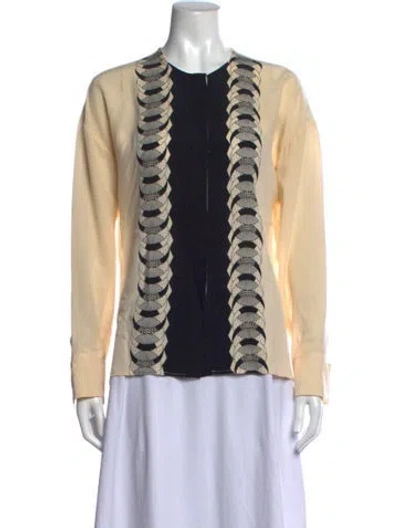 Pre-owned Versace Vintage 1988 Button-up Top In Neutrals