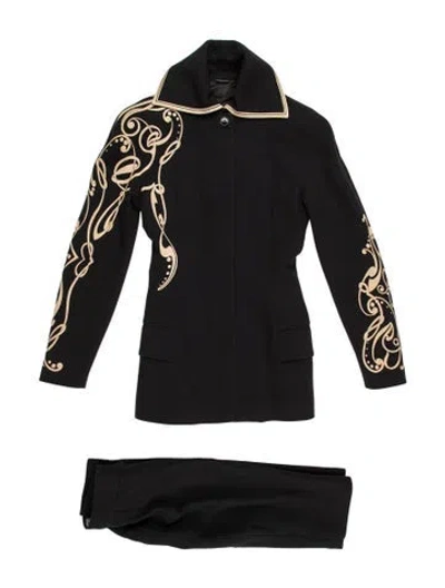 Pre-owned Versace Vintage 1988 Skirt Suit In Black