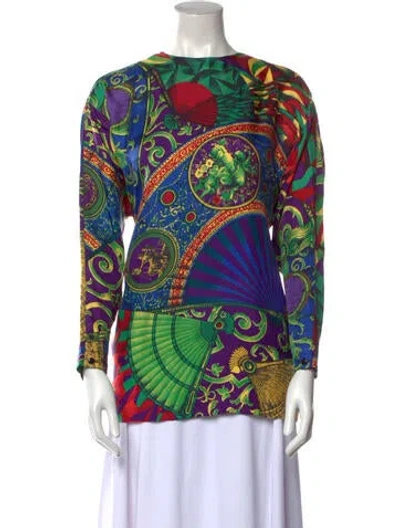 Pre-owned Versace Vintage 1990's Blouse In Blue