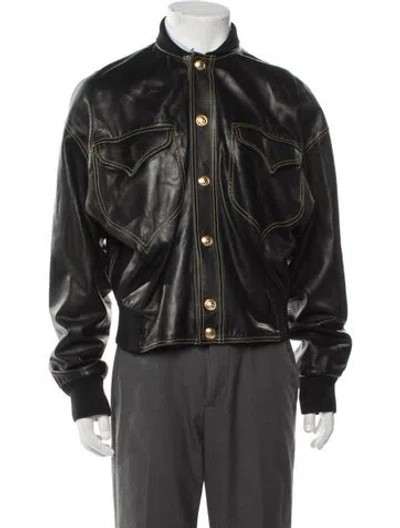 Pre-owned Versace Vintage 1990's Bomber Jacket In Black