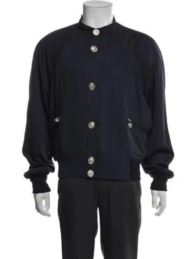 Pre-owned Versace Vintage 1990's Bomber Jacket In Blue