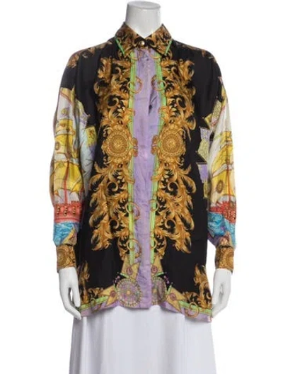 Pre-owned Versace Vintage 1990's Button-up Top In Black