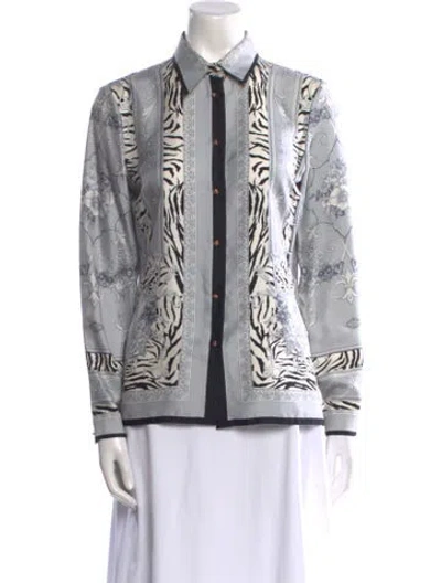 Pre-owned Versace Vintage 1990's Button-up Top In Gray