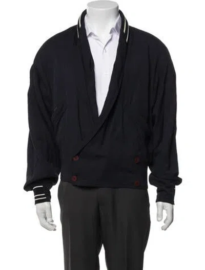 Pre-owned Versace Vintage 1990's Moto Jacket In Blue