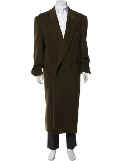 Pre-owned Versace Vintage 1990 Overcoat In Green