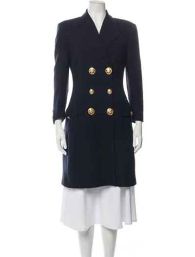 Pre-owned Versace Vintage 1990's Peacoat In Blue