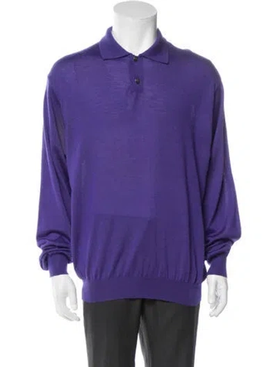 Pre-owned Versace Vintage 1990's Polo Sweater In Purple