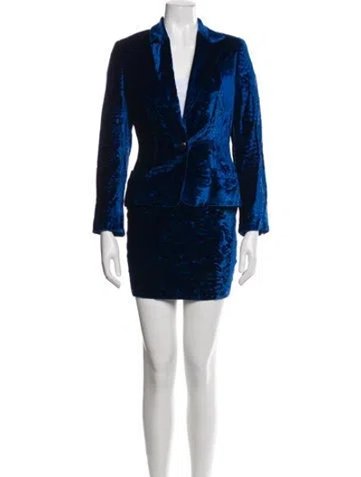 Pre-owned Versace Vintage 1990's Skirt Suit In Blue