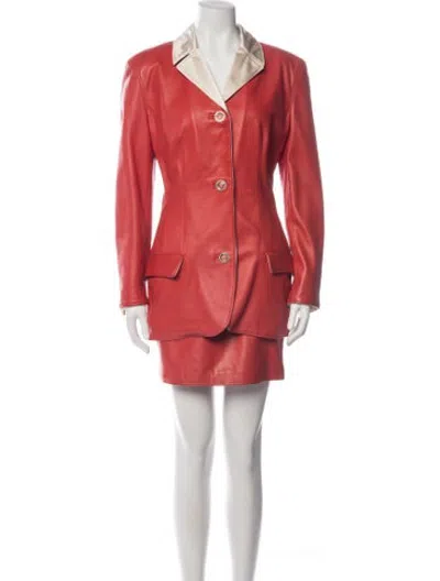 Pre-owned Versace Vintage 1990's Skirt Suit In Red