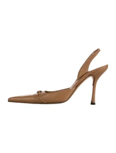 Pre-owned Versace Vintage 1990's Slingback Pumps In Neutrals
