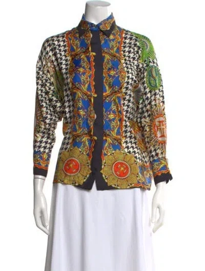 Pre-owned Versace Vintage 1990's Top In Black/blue
