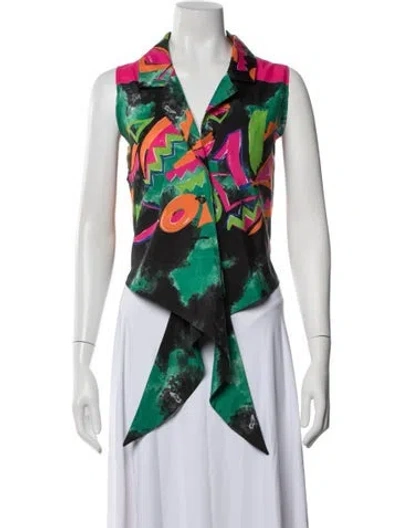 Pre-owned Versace Vintage 1990's Top In Green/pink