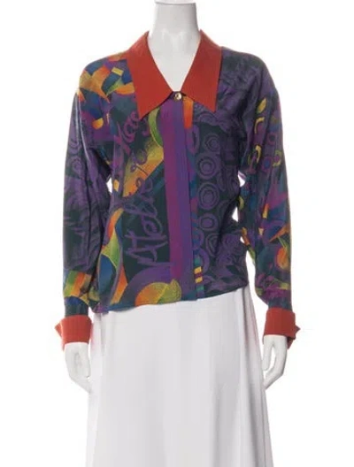 Pre-owned Versace Vintage 1990 Top In Purple