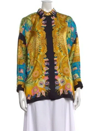 Pre-owned Versace Vintage 1990's Top In Yellow