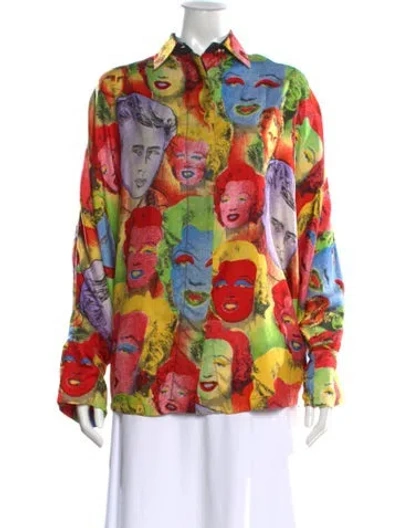 Pre-owned Versace Vintage 1991 Button-up Top In Multi