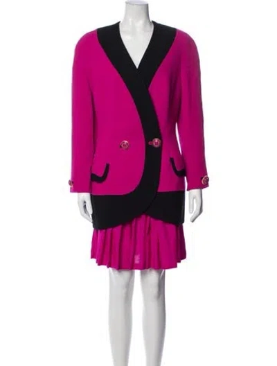 Pre-owned Versace Vintage 1991 Skirt Suit In Black/pink