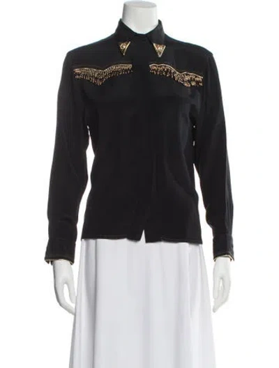 Pre-owned Versace Vintage 1992 Blouse In Black