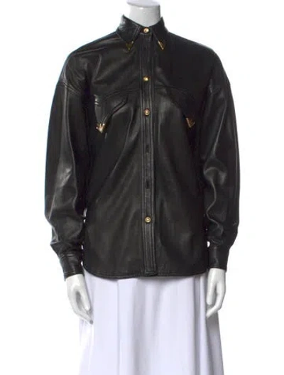 Pre-owned Versace Vintage 1992 Button-up Top In Black