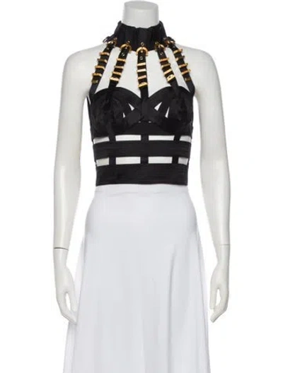 Pre-owned Versace Vintage 1992 Crop Top In Black