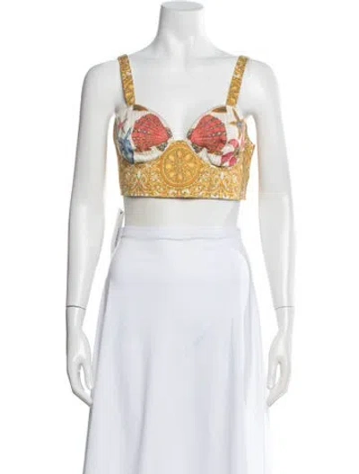 Pre-owned Versace Vintage 1992 Crop Top In Yellow