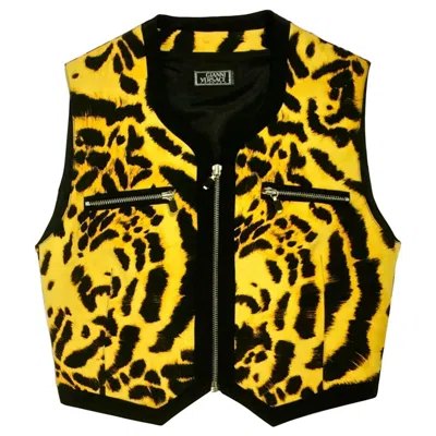 Pre-owned Versace Vintage 1992 Gianni  Couture Iconic Leopard Print Vest In Black