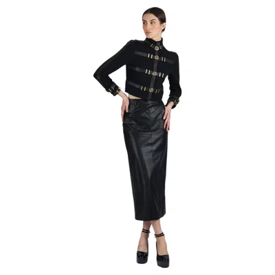 Pre-owned Versace Vintage 1992 Miss S&m Runway Bondage Jacket In Black