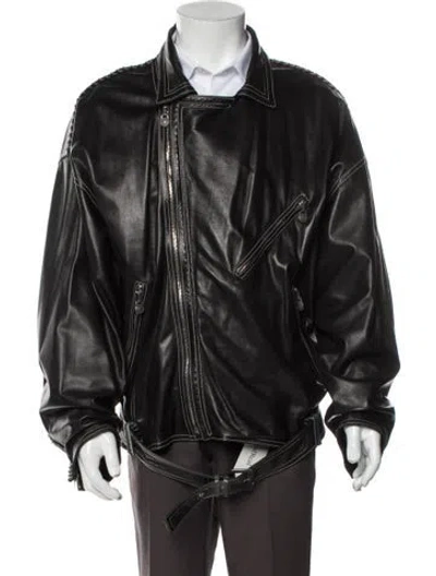 Pre-owned Versace Vintage 1992 Moto Jacket In Black